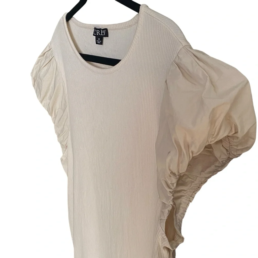 J Crew Vintage Rib Top Cotton Poplin Sleeves Womens Plus Size 2X Stretch Modal